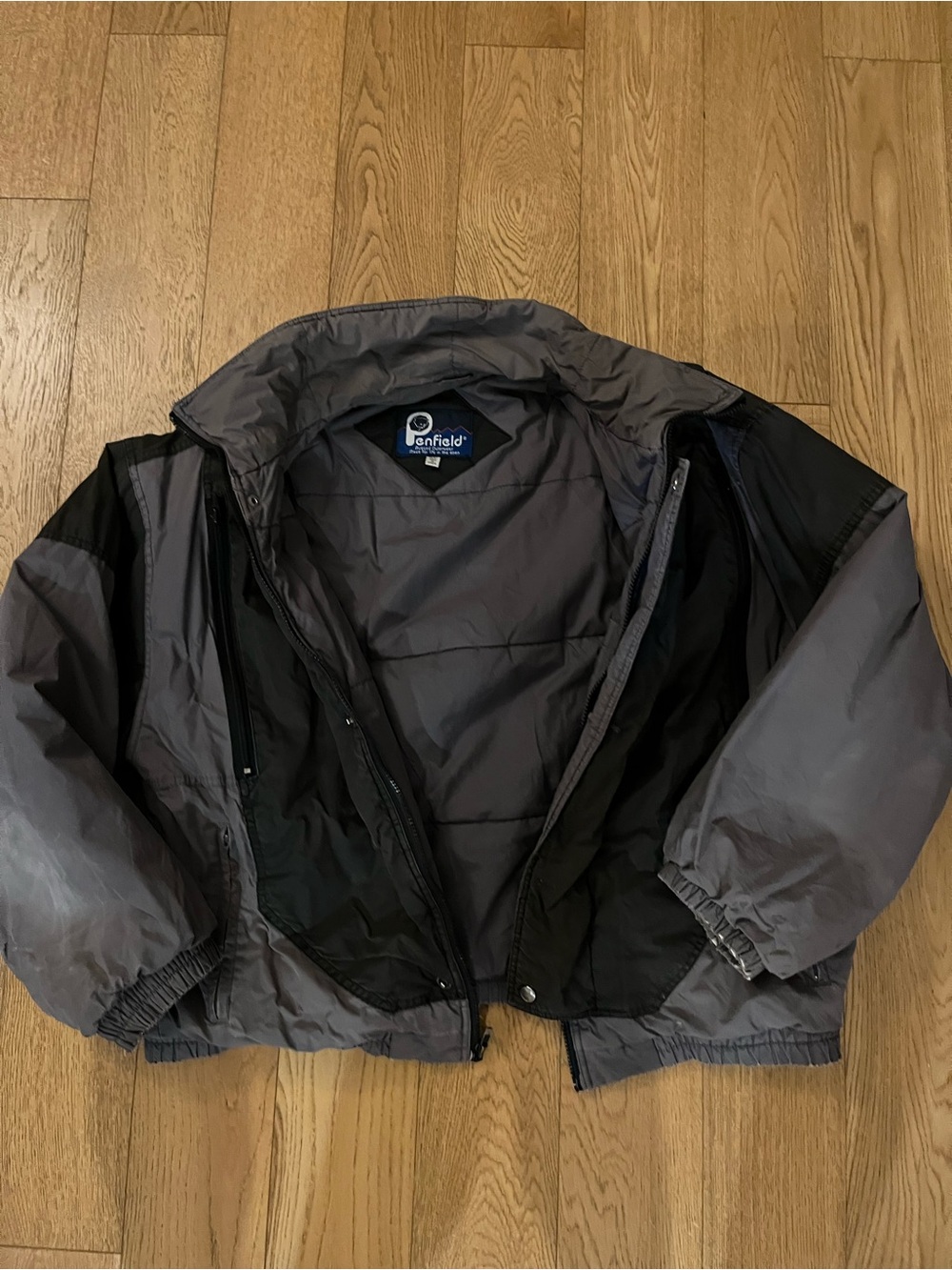 Vintage Penfield Puffer Jacket Mens XL Gray Black Colorblock Retro 90s Winter